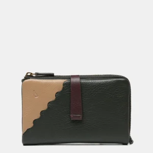 Cartera mediana en piel bicolor verde