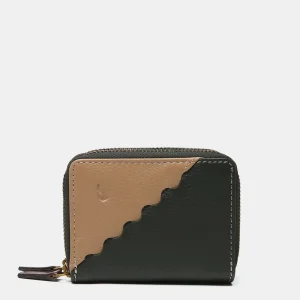 Cartera pequeña en piel bicolor verde