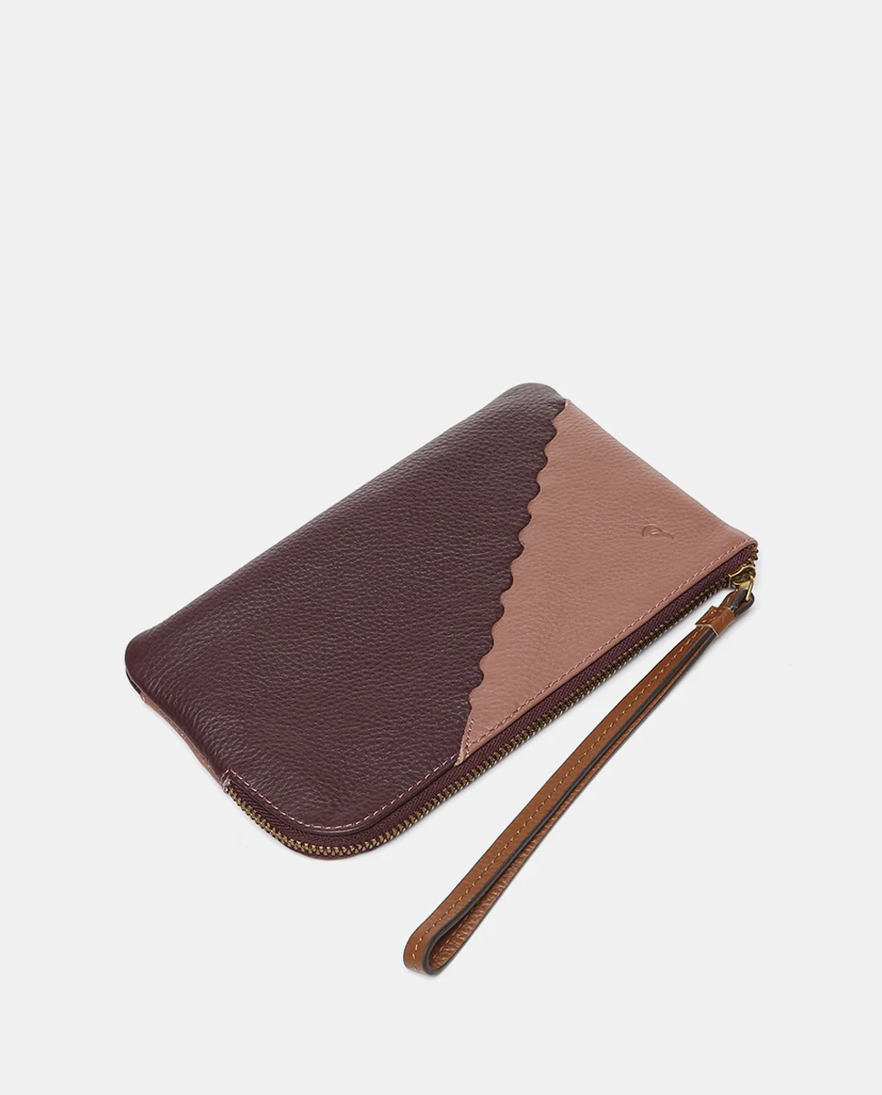 Neceser en piel bicolor burdeos - Imagen 4