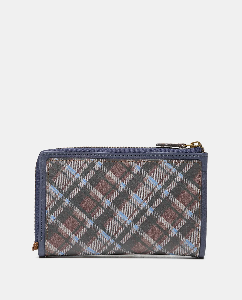 Cartera mediana en piel a cuadros azul - Imagen 4