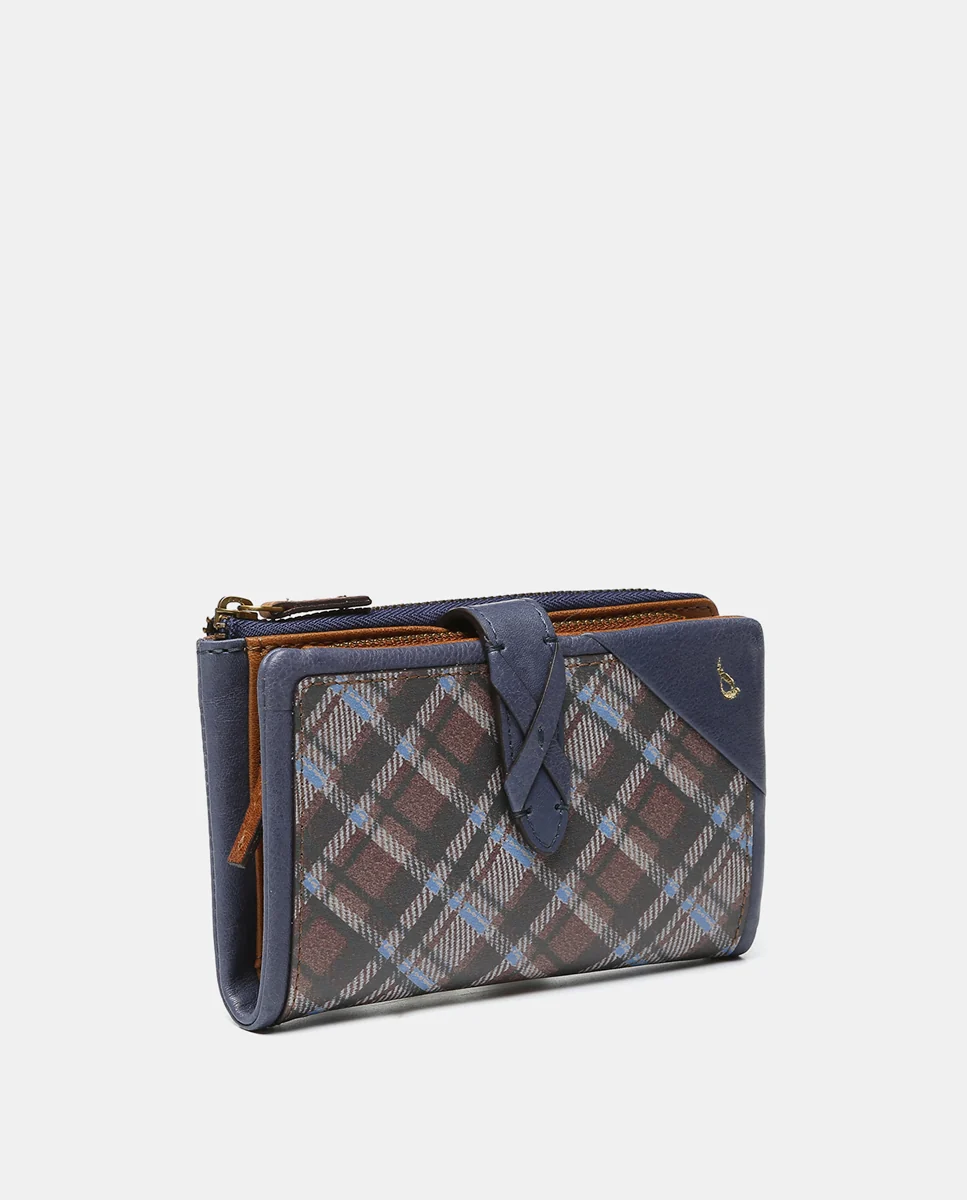Cartera mediana en piel a cuadros azul - Imagen 5