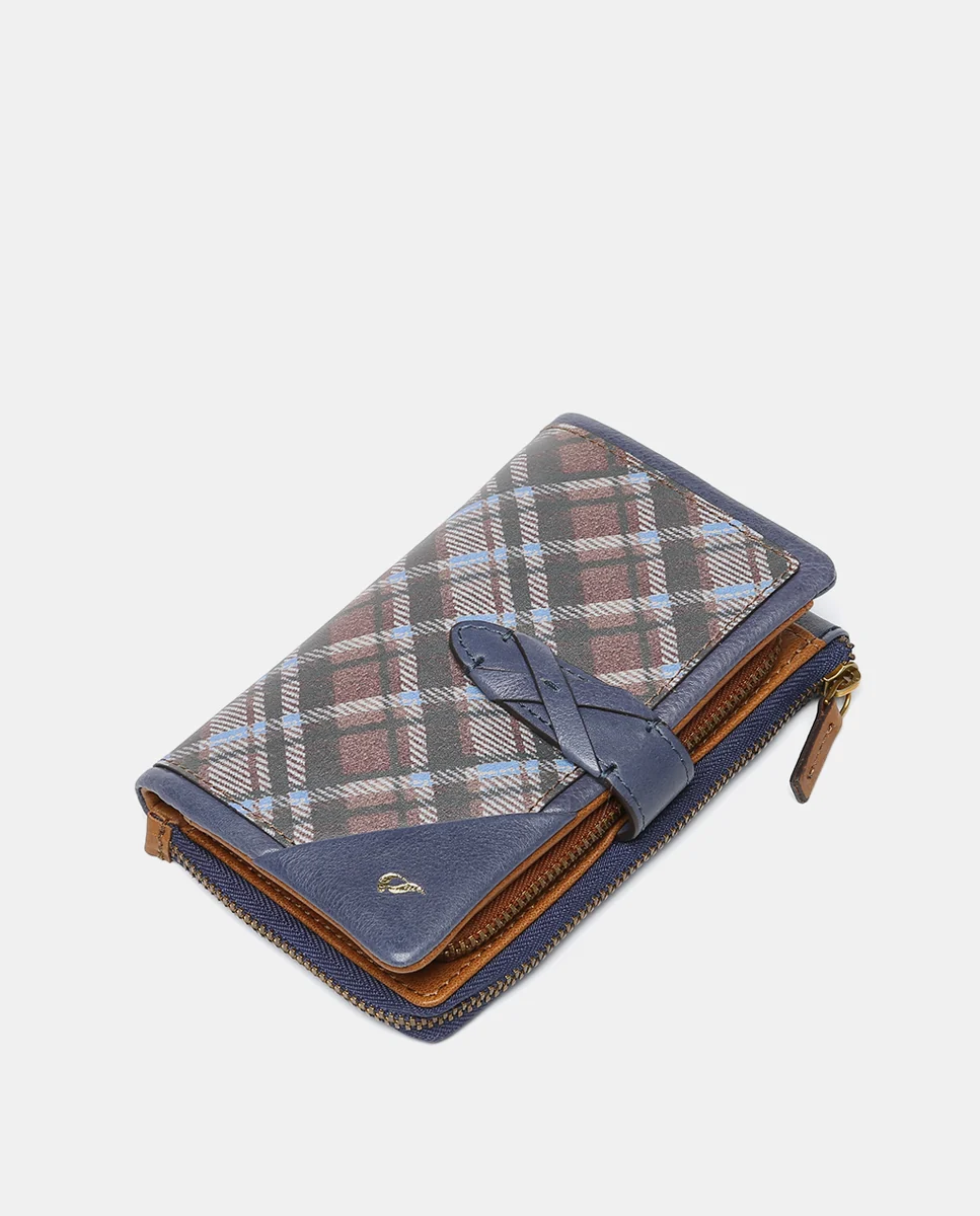 Cartera mediana en piel a cuadros azul - Imagen 6