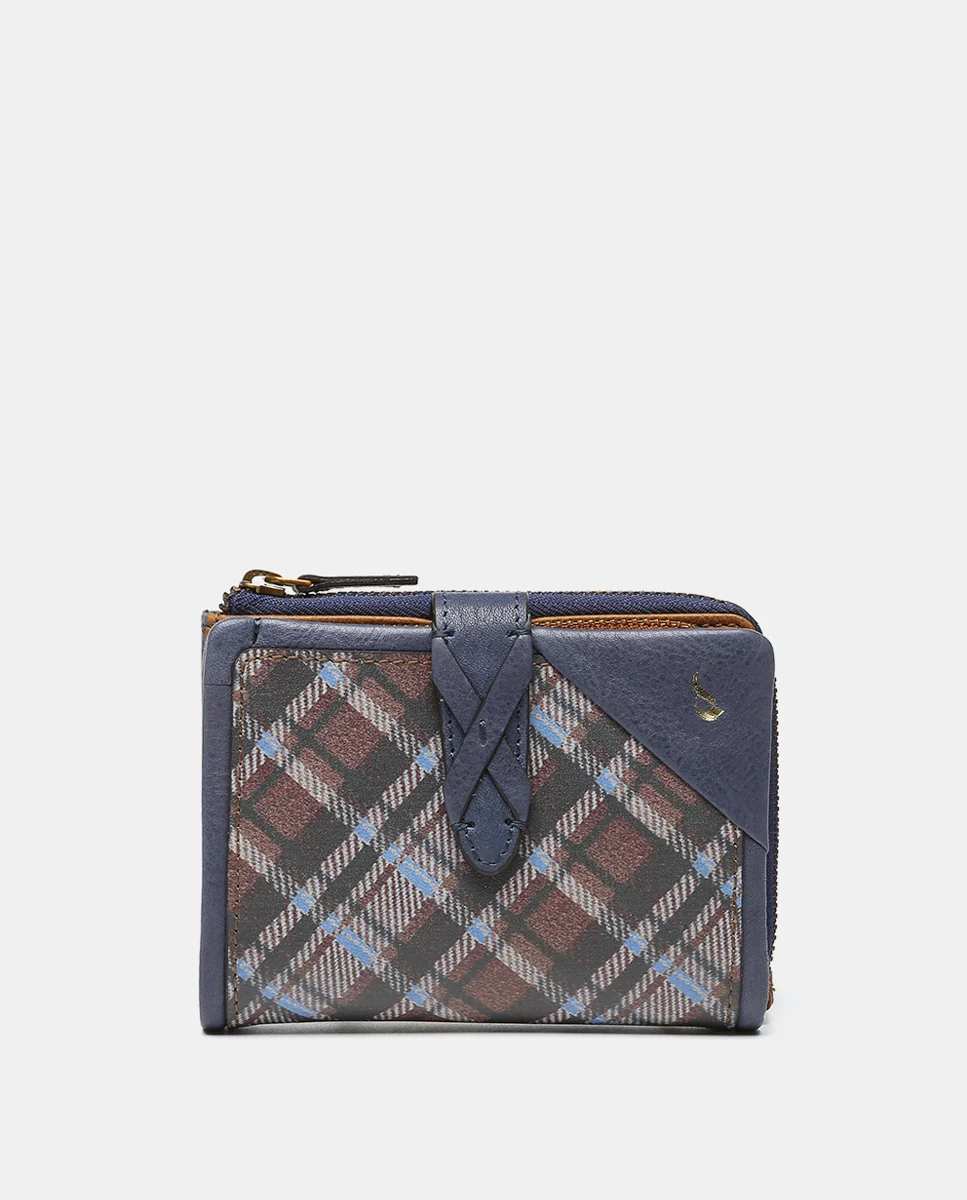 Cartera pequeña en piel a cuadros azul - Imagen 2