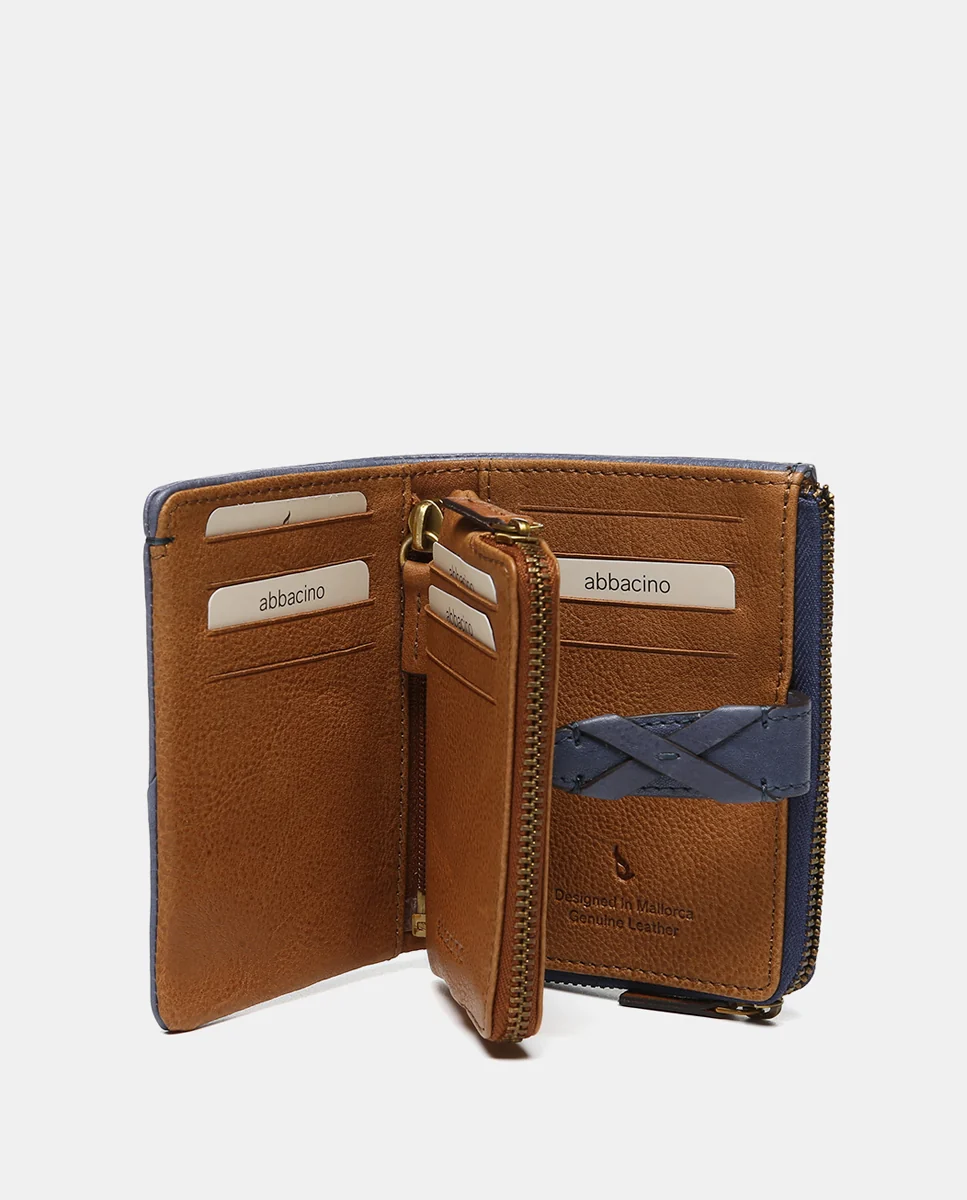 Cartera pequeña en piel a cuadros azul - Imagen 3