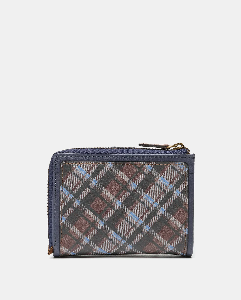 Cartera pequeña en piel a cuadros azul - Imagen 4