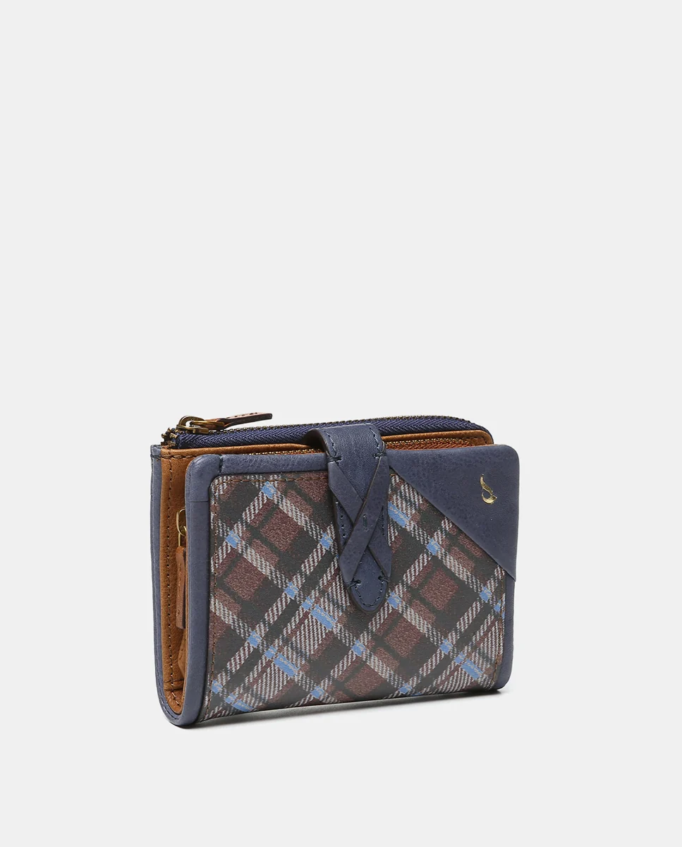 Cartera pequeña en piel a cuadros azul - Imagen 5