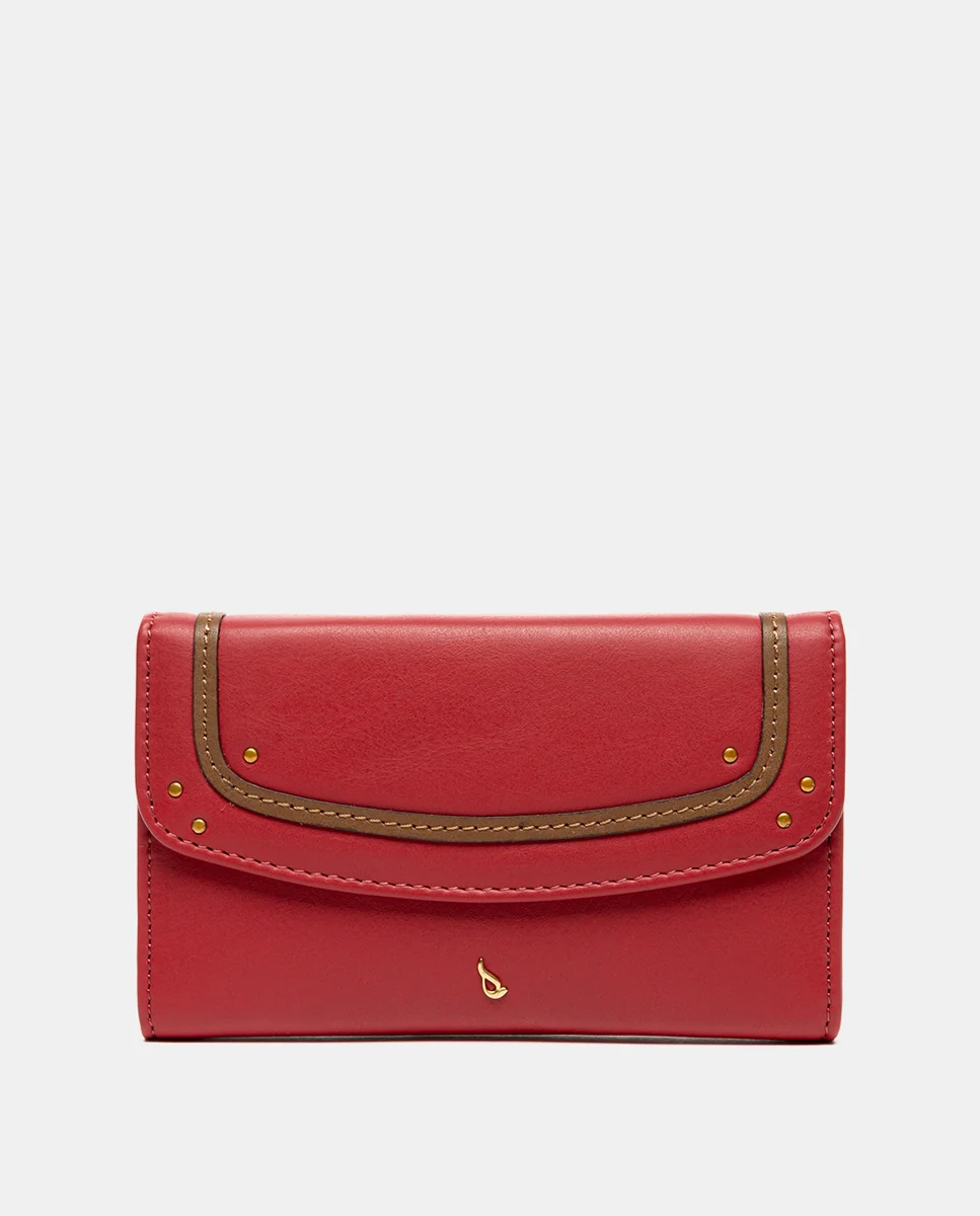 Cartera mediana en piel roja