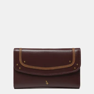 Cartera mediana en piel burdeos