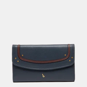 Cartera mediana en piel azul