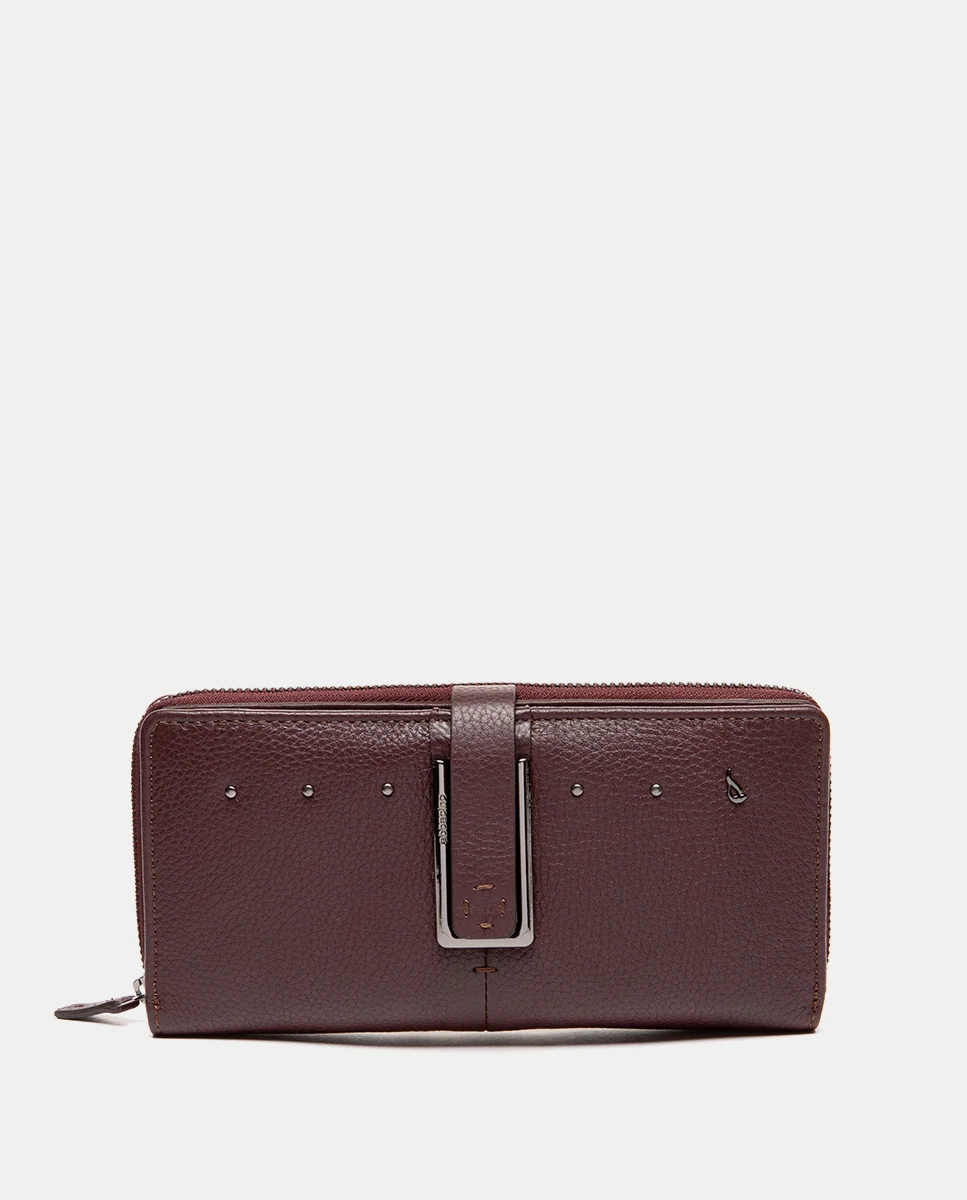 Cartera grande en piel burdeos - Imagen 2