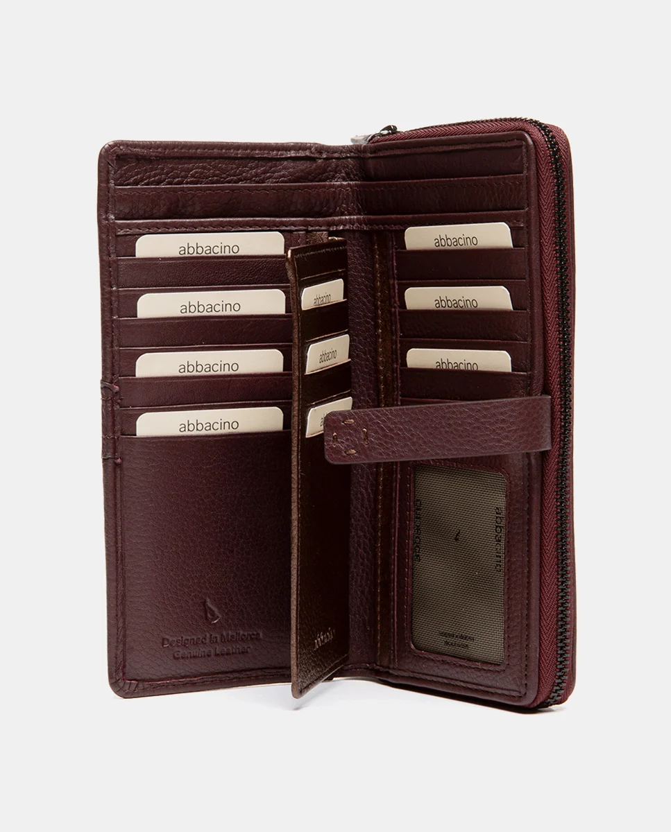 Cartera grande en piel burdeos - Imagen 3
