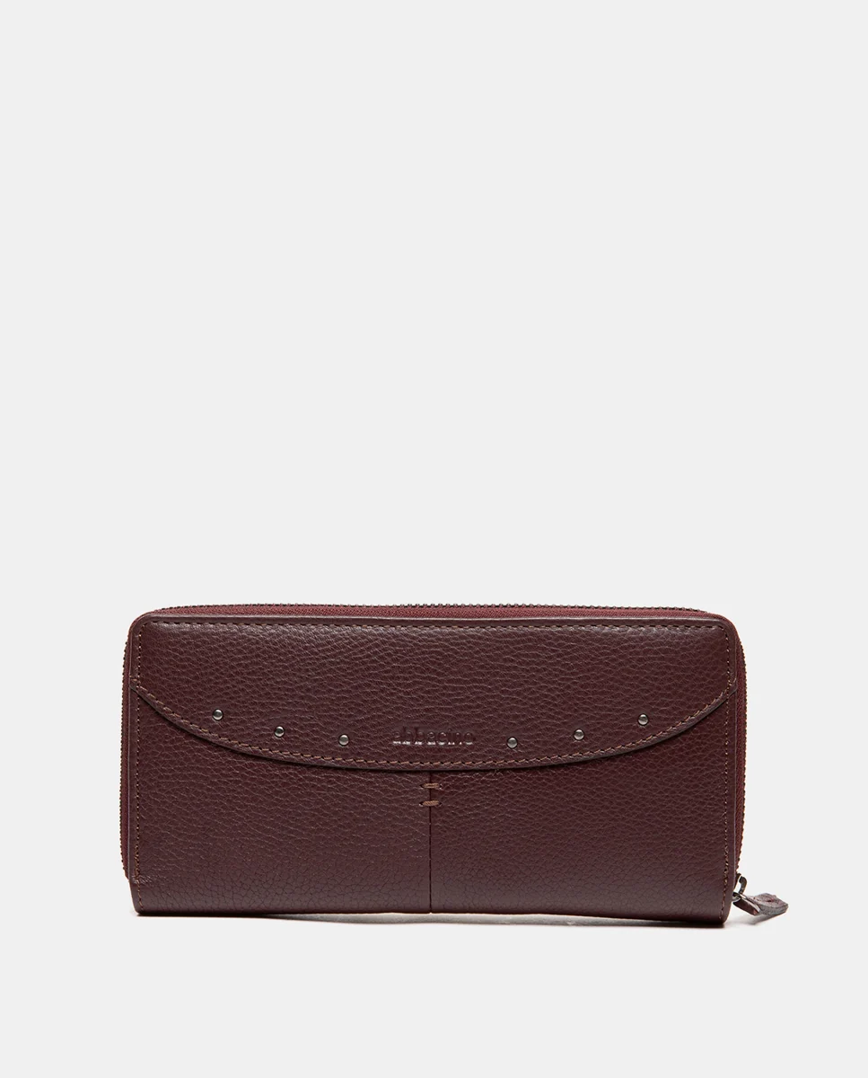 Cartera grande en piel burdeos - Imagen 4