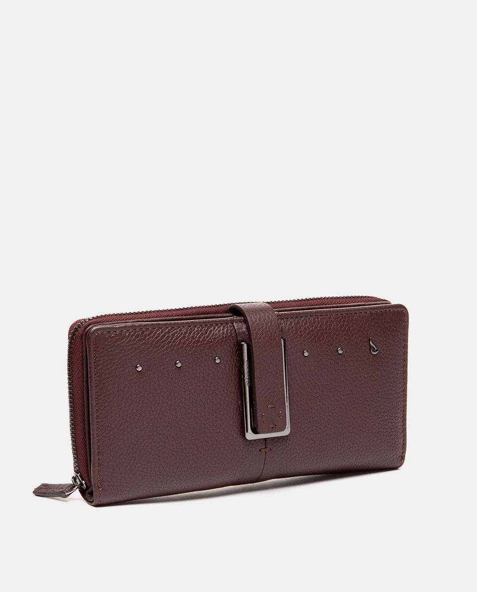 Cartera grande en piel burdeos - Imagen 5