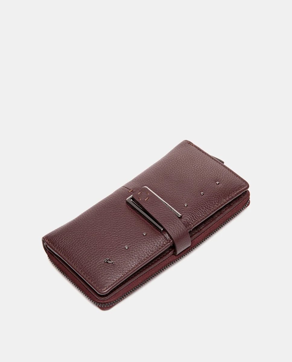 Cartera grande en piel burdeos - Imagen 6