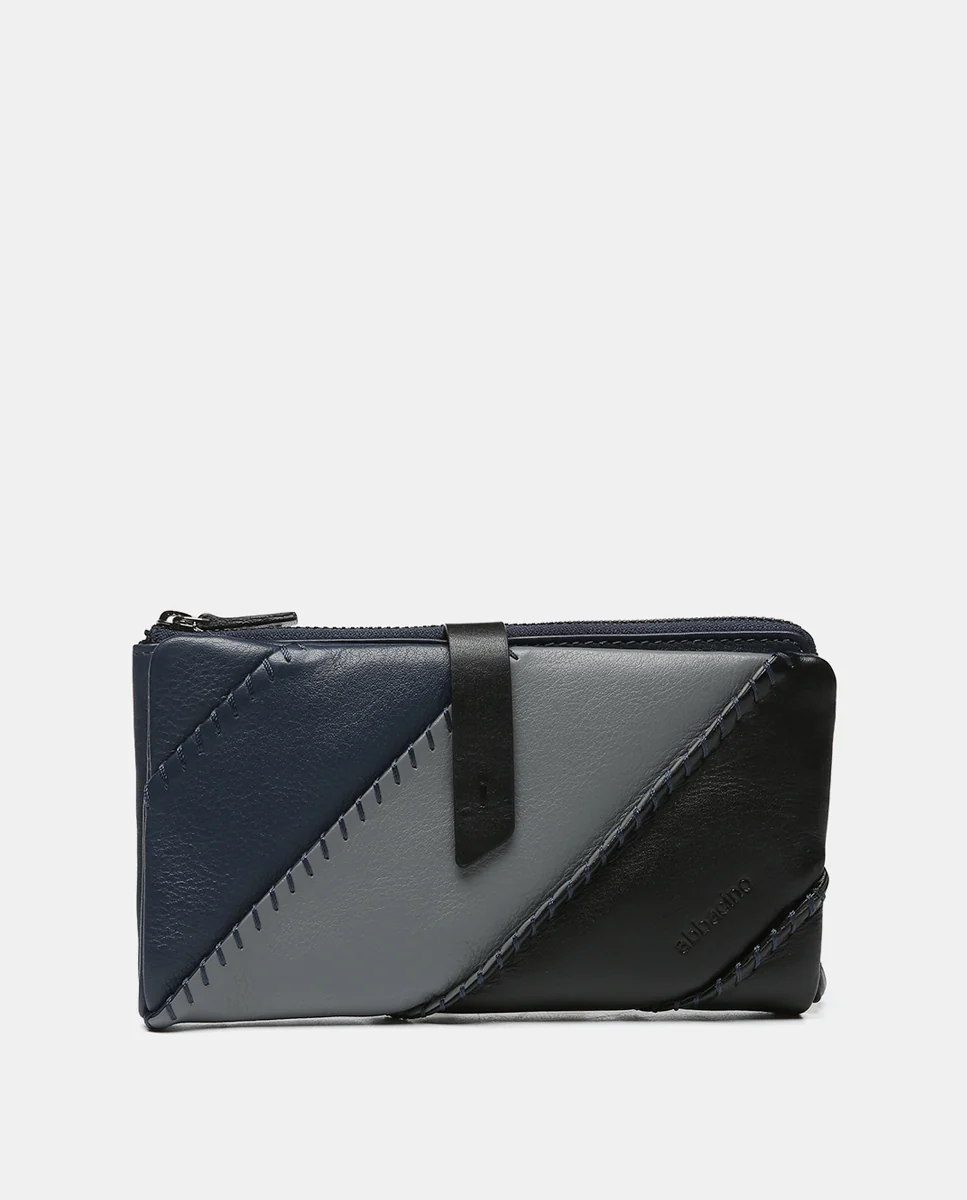 Cartera grande en piel en tonos azules - Imagen 2