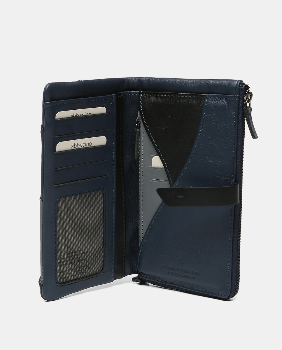 Cartera grande en piel en tonos azules - Imagen 3