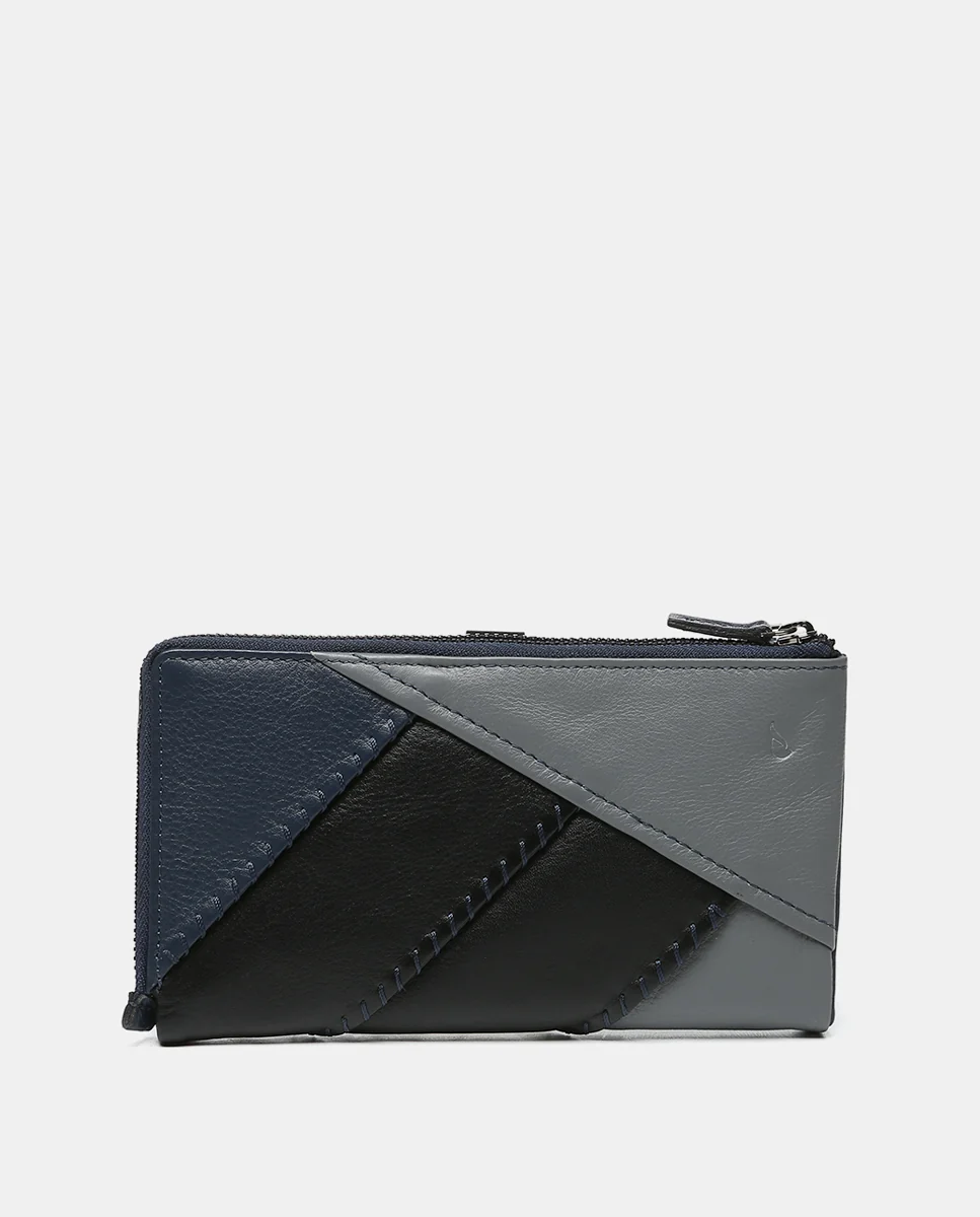 Cartera grande en piel en tonos azules - Imagen 4