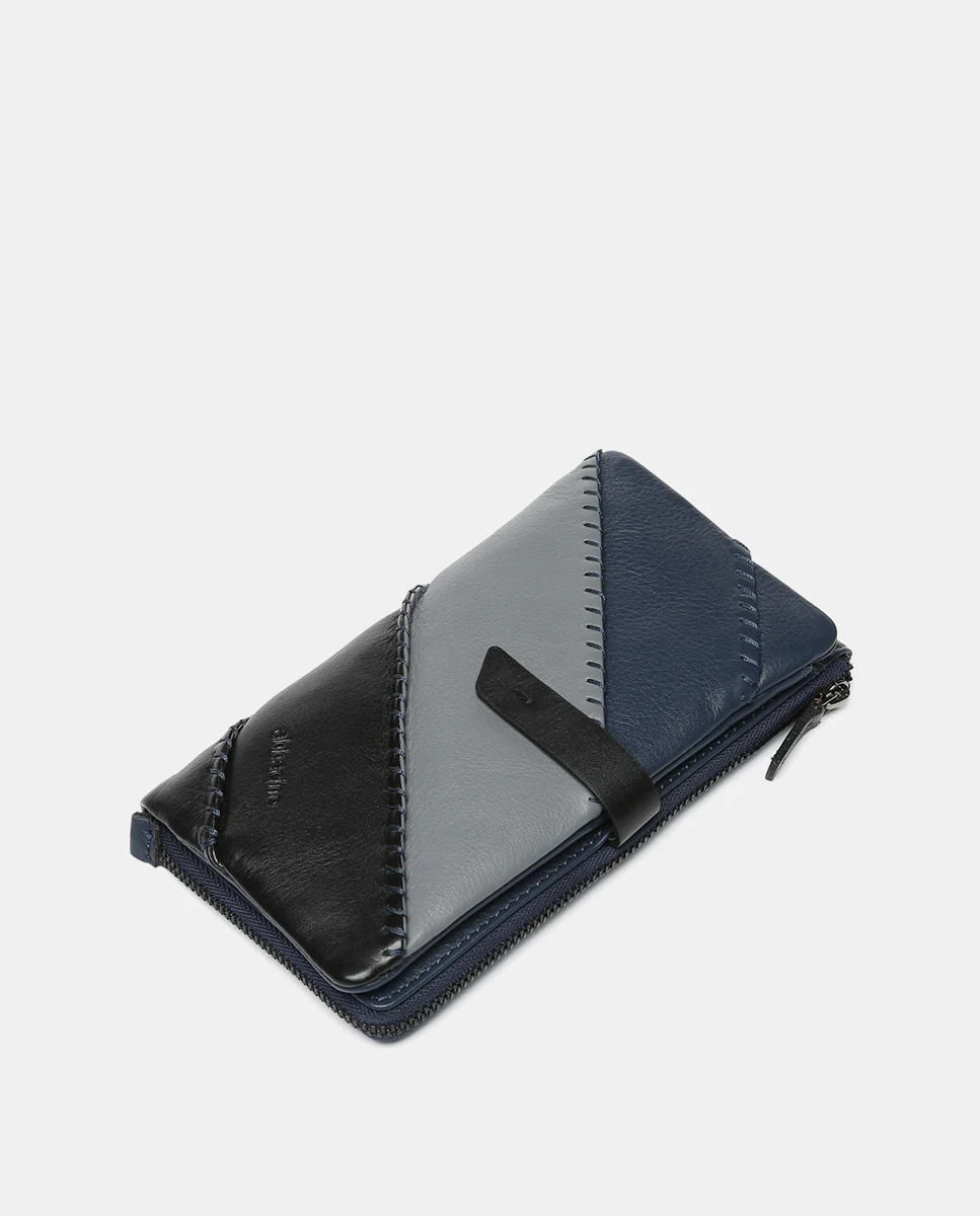 Cartera grande en piel en tonos azules - Imagen 6