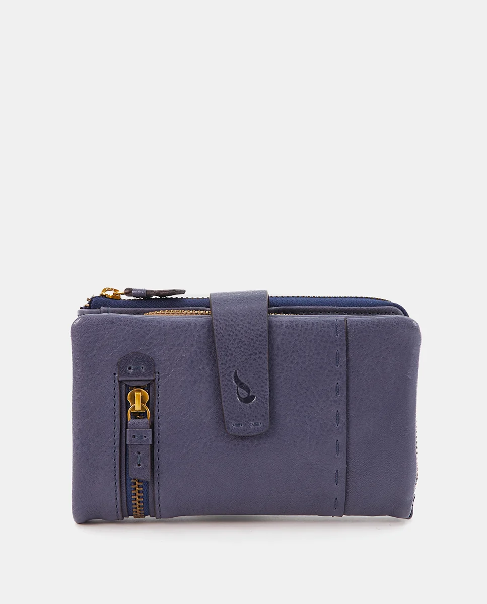 Cartera grande en piel azul - Imagen 2