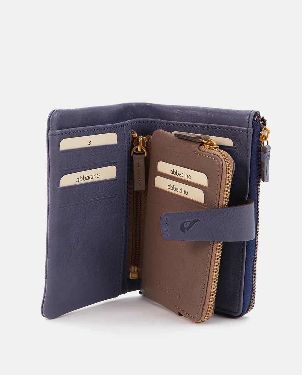 Cartera grande en piel azul - Imagen 3