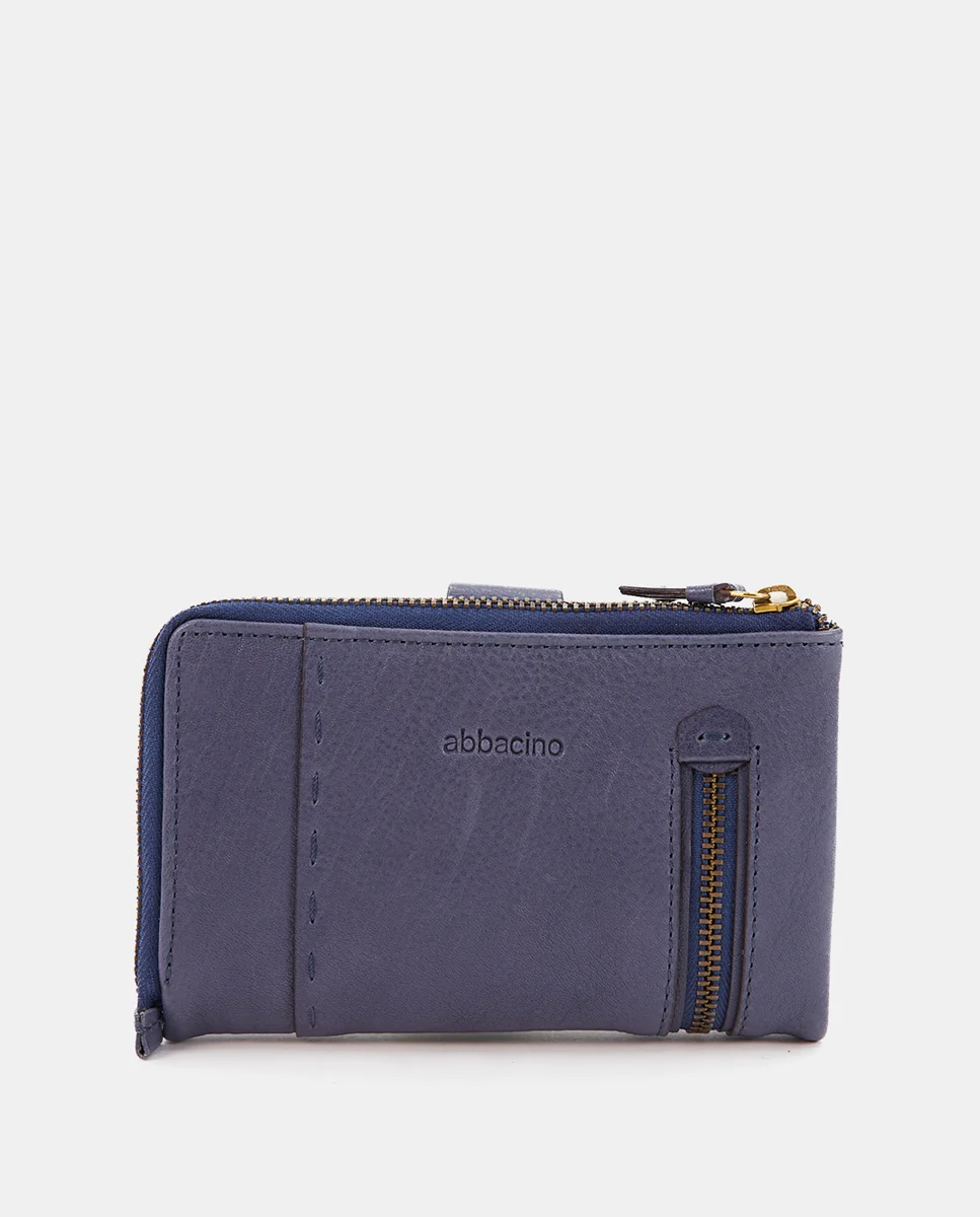 Cartera grande en piel azul - Imagen 4