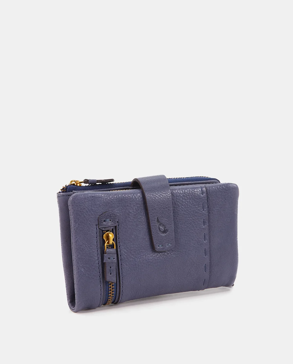 Cartera grande en piel azul - Imagen 5