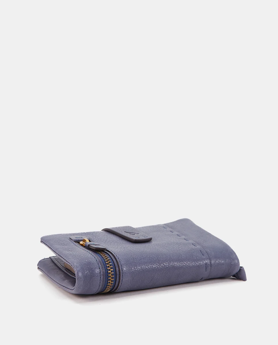 Cartera grande en piel azul - Imagen 6