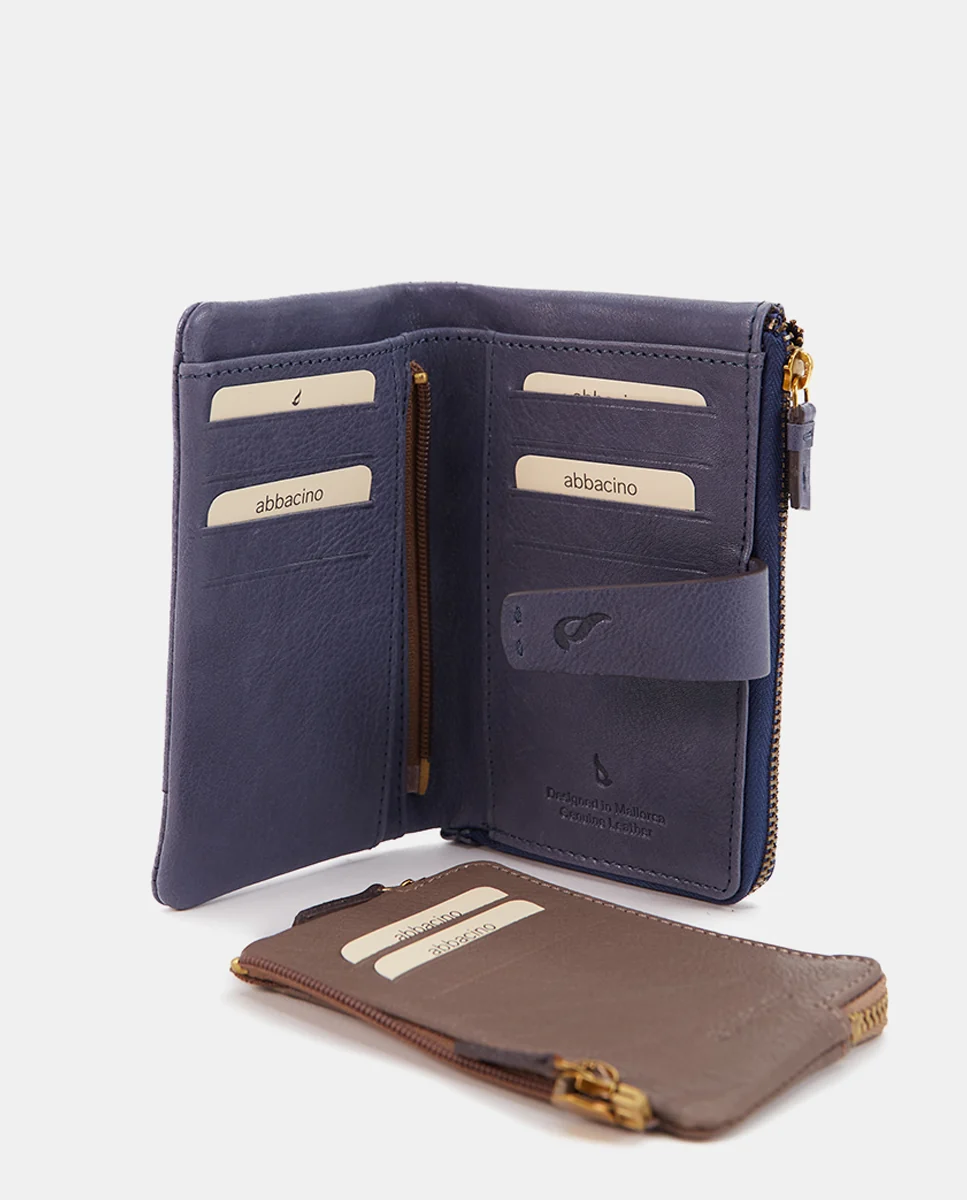 Cartera grande en piel azul - Imagen 7