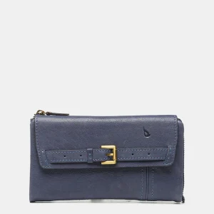 Cartera grande en piel azul