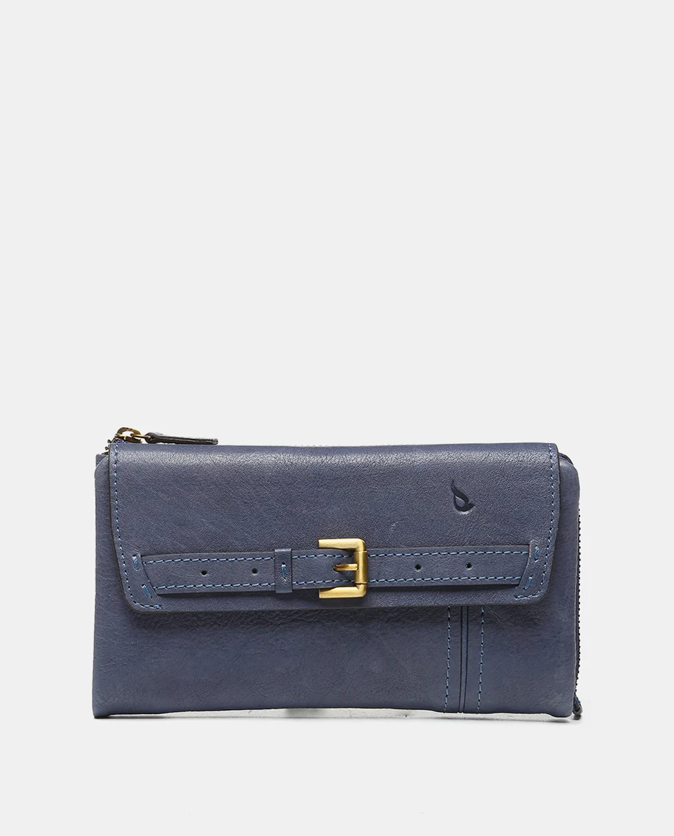 Cartera grande en piel azul - Imagen 2