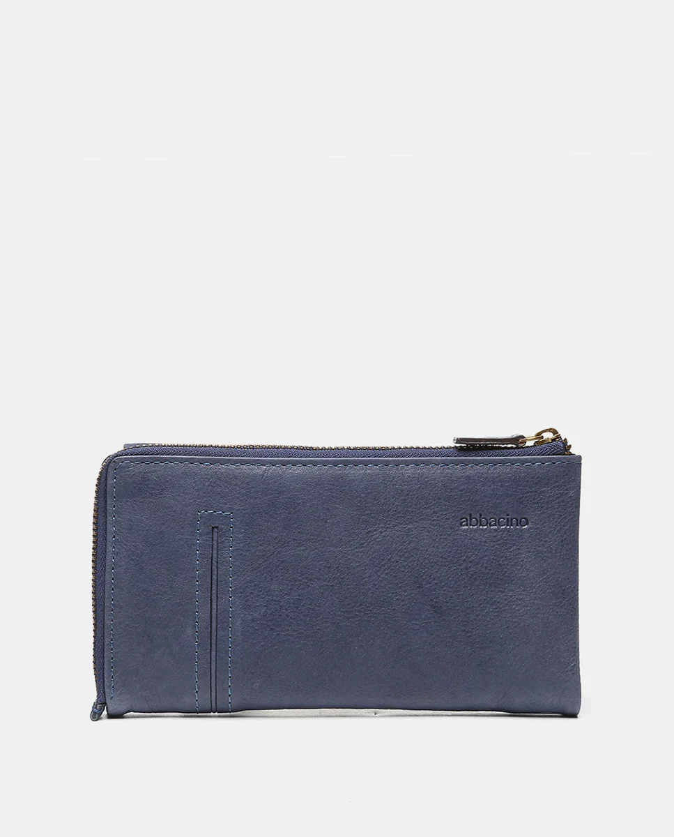 Cartera grande en piel azul - Imagen 4
