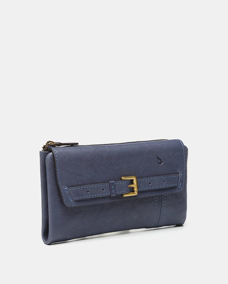 Cartera grande en piel azul - Imagen 5