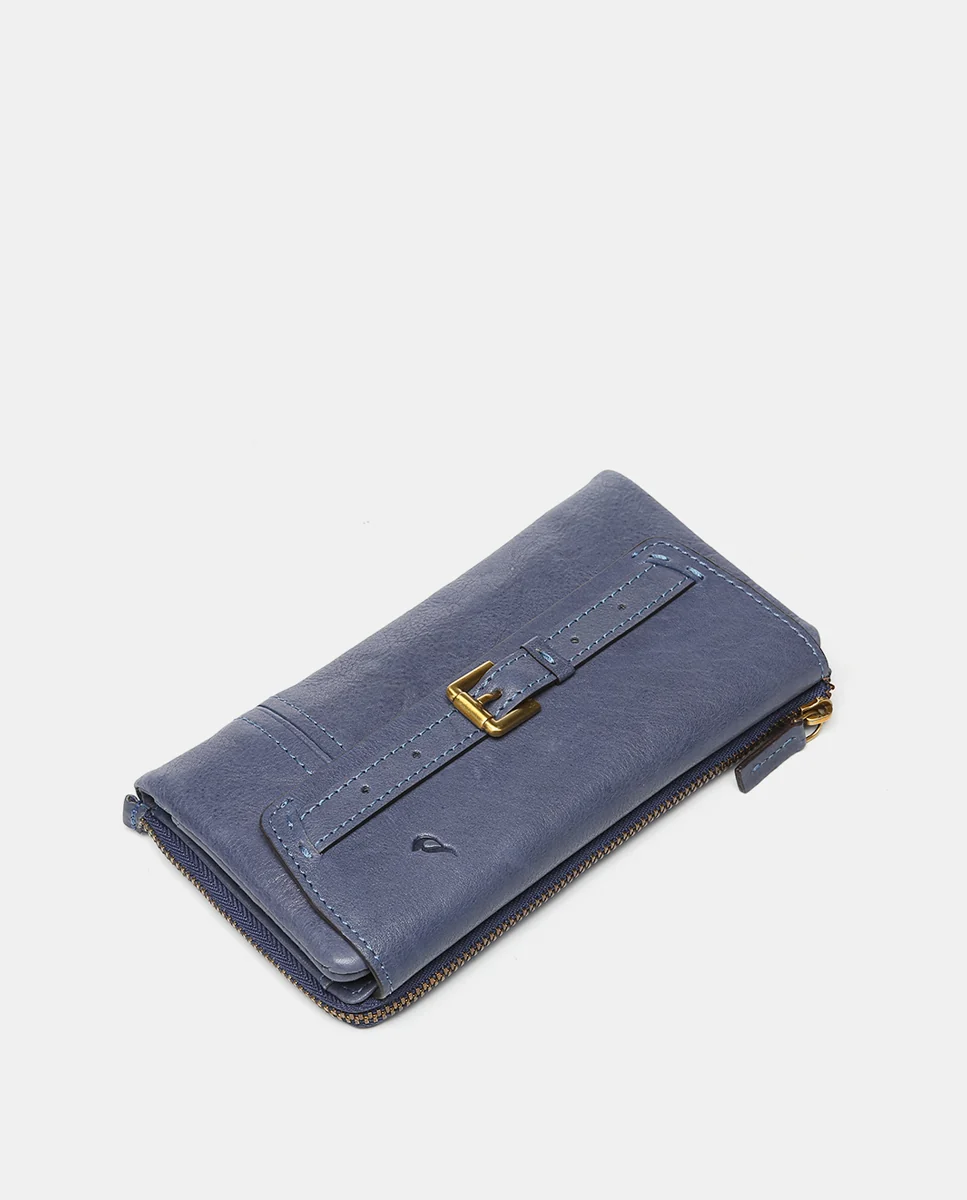 Cartera grande en piel azul - Imagen 6