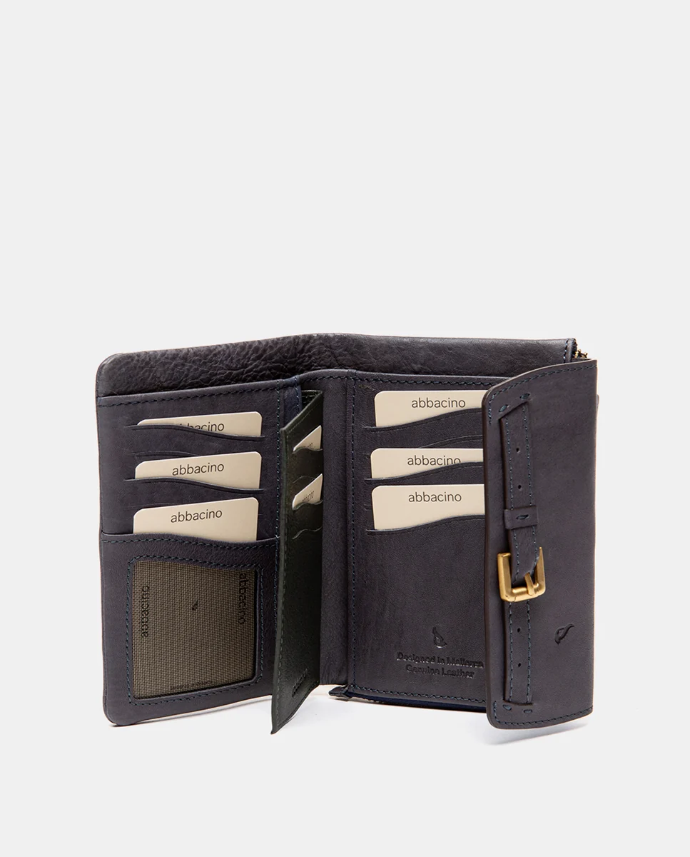 Cartera mediana en piel azul - Imagen 3