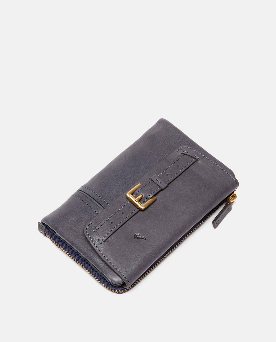 Cartera mediana en piel azul - Imagen 6