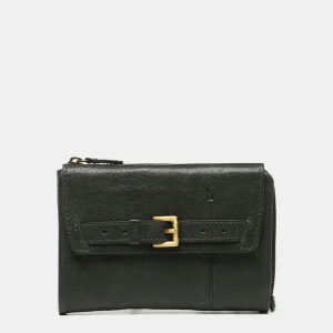 Cartera mediana en piel verde