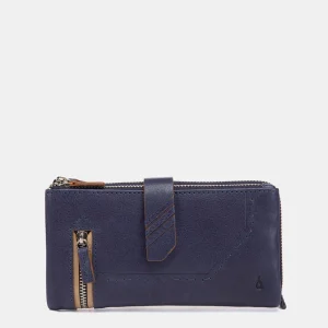 Cartera grande de piel azul