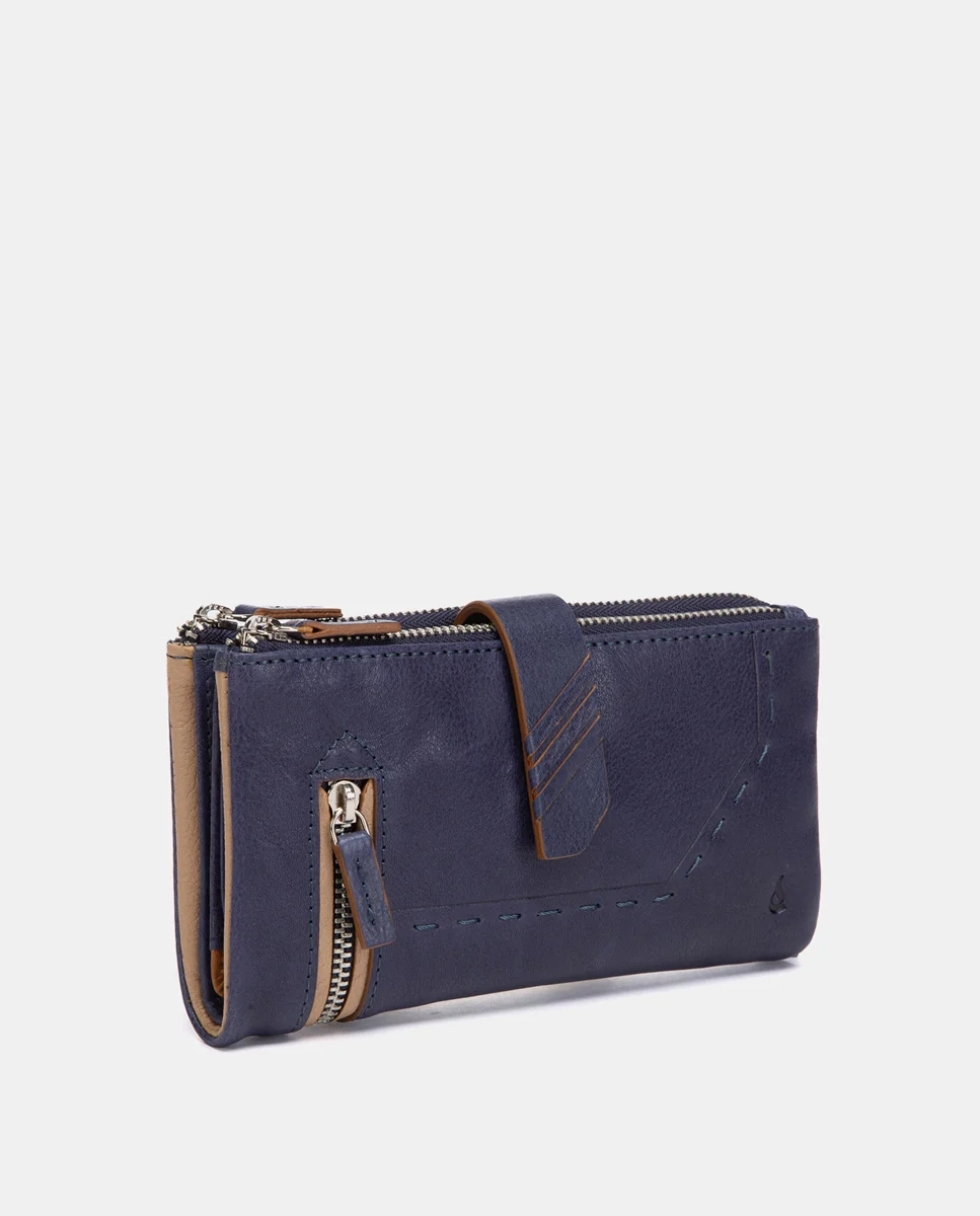 Cartera grande de piel azul - Imagen 5