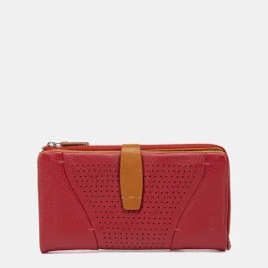Cartera grande de piel roja