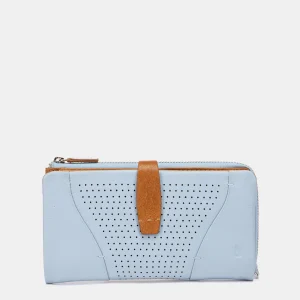 Cartera grande de piel azul claro