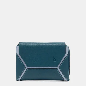 Cartera mediana en piel azul