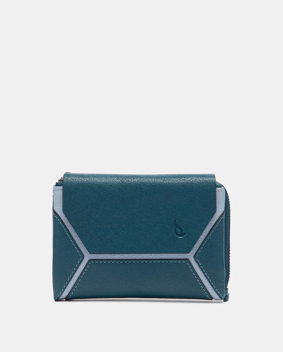Cartera mediana en piel azul