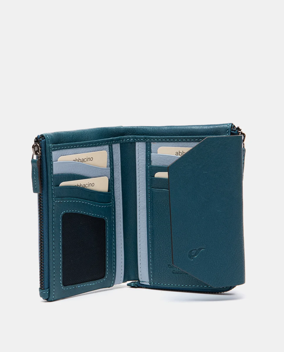 Cartera mediana en piel azul - Imagen 3