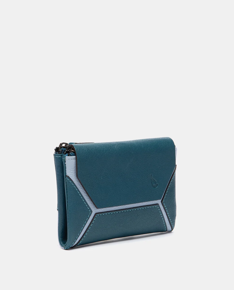 Cartera mediana en piel azul - Imagen 5