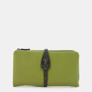 Cartera grande de piel en verde