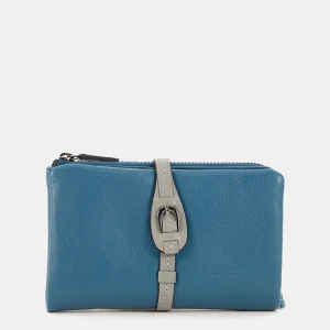 Cartera mediana de piel en azul