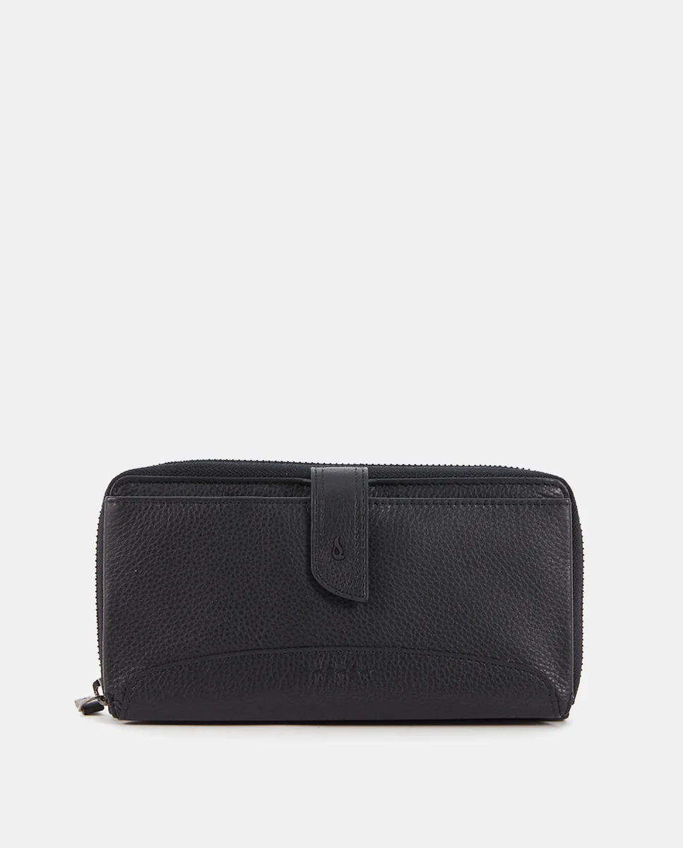 Cartera grande de piel negra