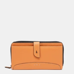 Cartera grande de piel naranja