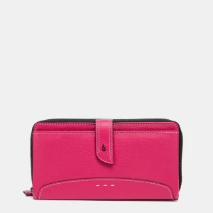 Cartera grande de piel fucsia