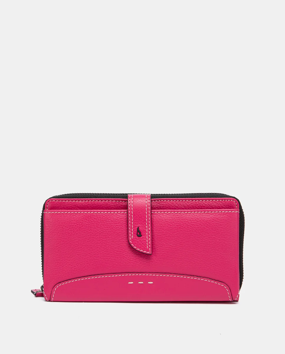 Cartera grande de piel fucsia - Imagen 2